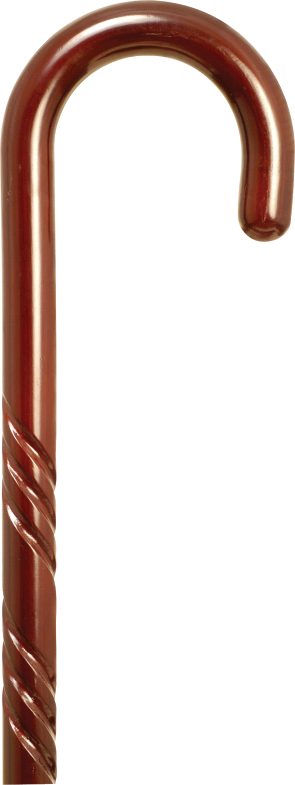 Spiral Tourist Handle Cane, Rose Stain, 36" - 37"