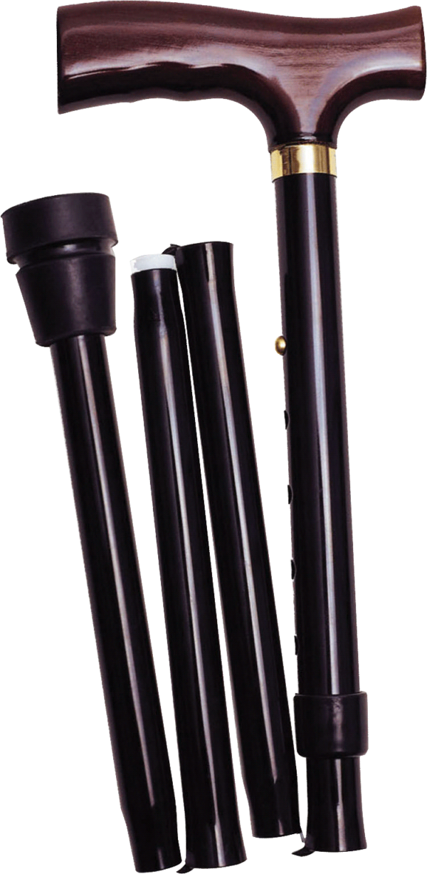 Folding Travel Cane with Fritz Handle, Black, 33" - 37"
