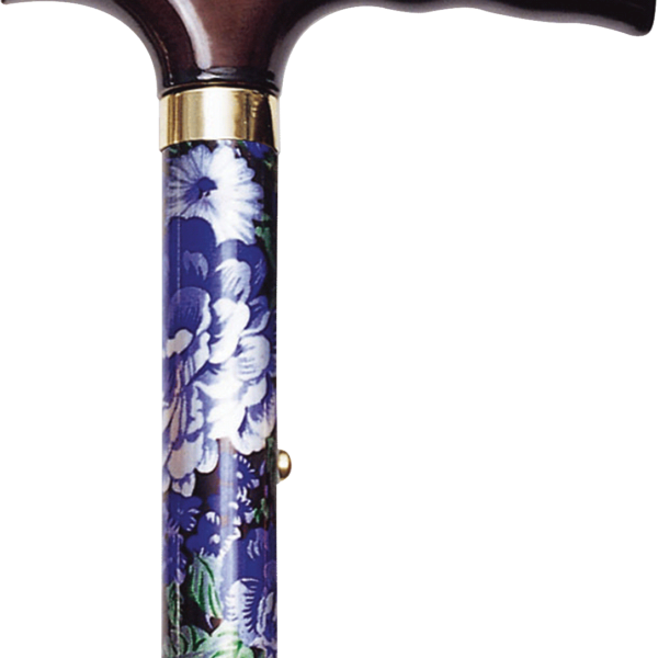 Folding Travel Cane with Fritz Handle, Mauve Floral, 33" - 37"