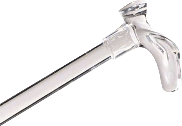 Contour Right Handle Lucite Cane, Clear, 7/8" dia.