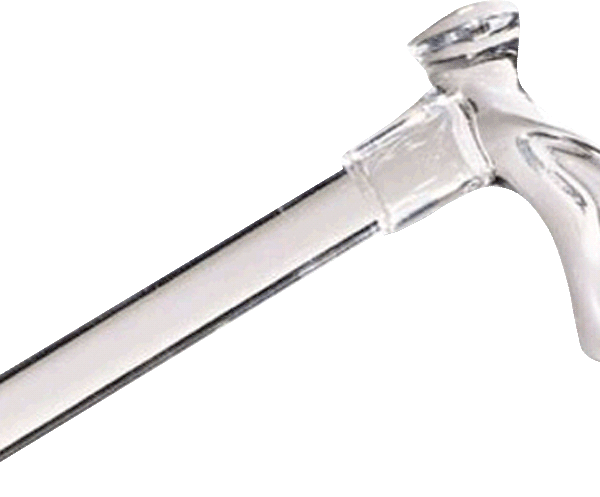 Contour Right Handle Lucite Cane, Clear, 7/8" dia.
