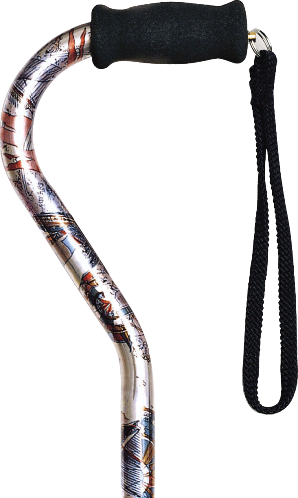 Offset Handle Cane, Compass Rose