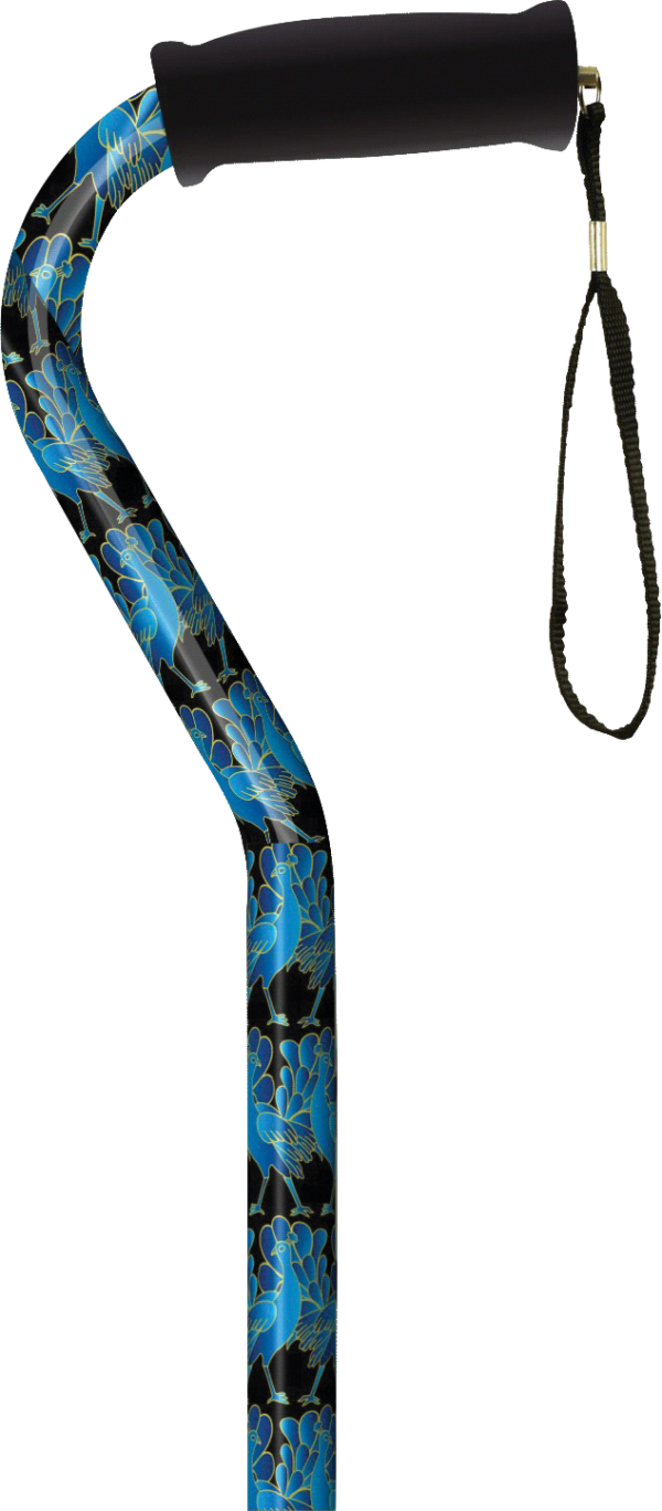 Offset Handle Cane, Blue Peacock