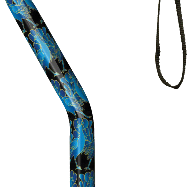 Offset Handle Cane, Blue Peacock