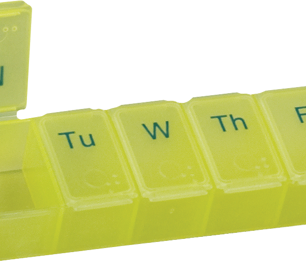 Acu-Life Large 7 Day Pill Box, Yellow Color Tint