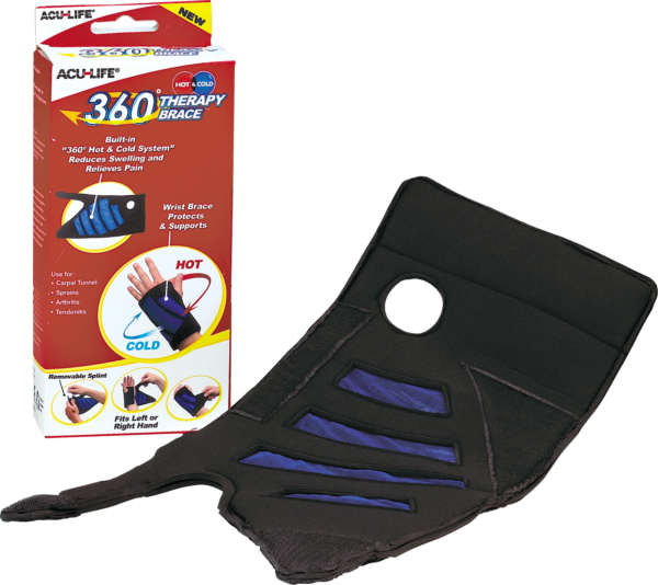 360 Cold Therapy Wrist Brace, Black, Universal