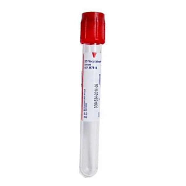 Vacutainer Plus Plastic Serum Tube with Red Hemogard Closure, 6 mL, 13 mm x 100 mm