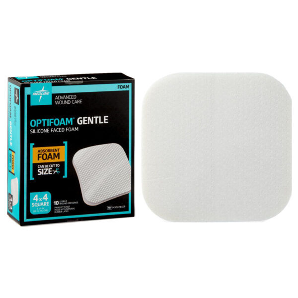 Optifoam Gentle Silicone-Faced Foam Dressings, 4" x 4"
