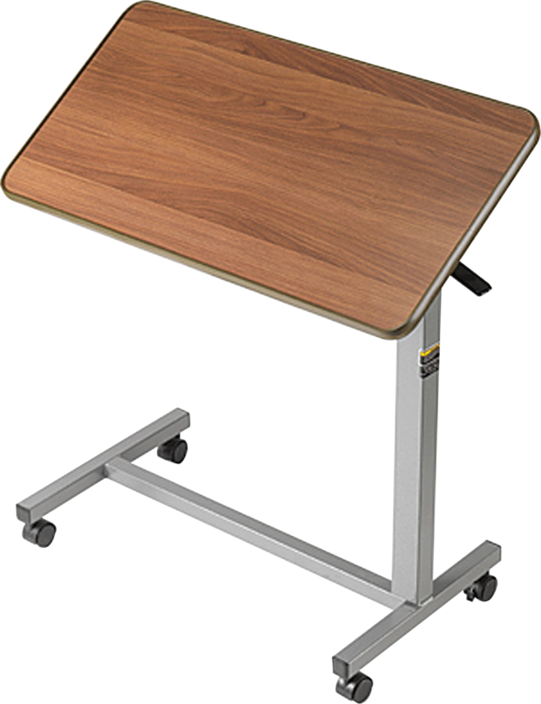 Tilt-Top Overbed Table, 30" x 15" x 3/4", 25-3/4" to 39"