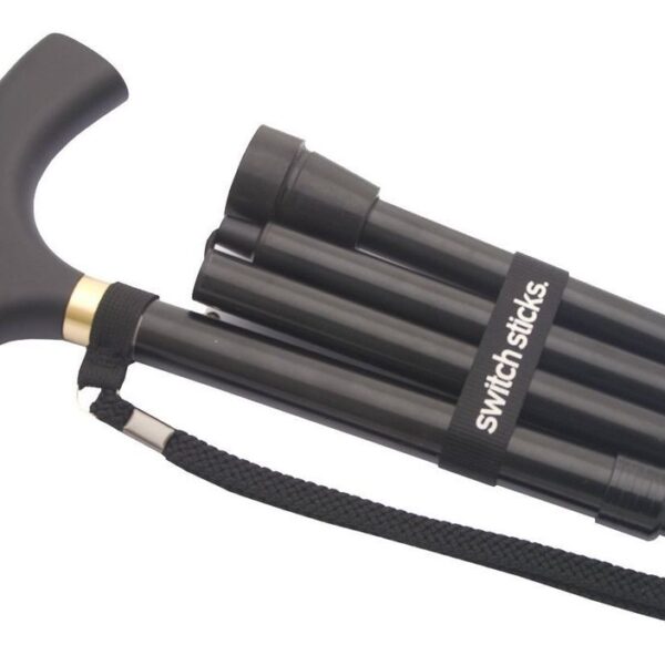 Switch Sticks Designer Walking Stick Cane, Folding, Adjustable, Black
