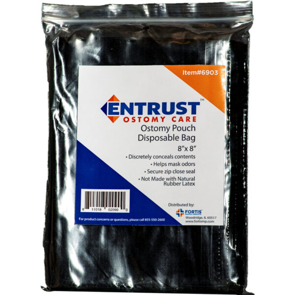Entrust Ostomy Pouch Disposable Bag, 8" x 8"