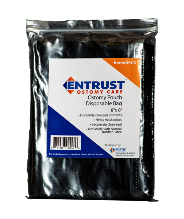 Entrust Ostomy Pouch Disposable Bag, 8" x 8"