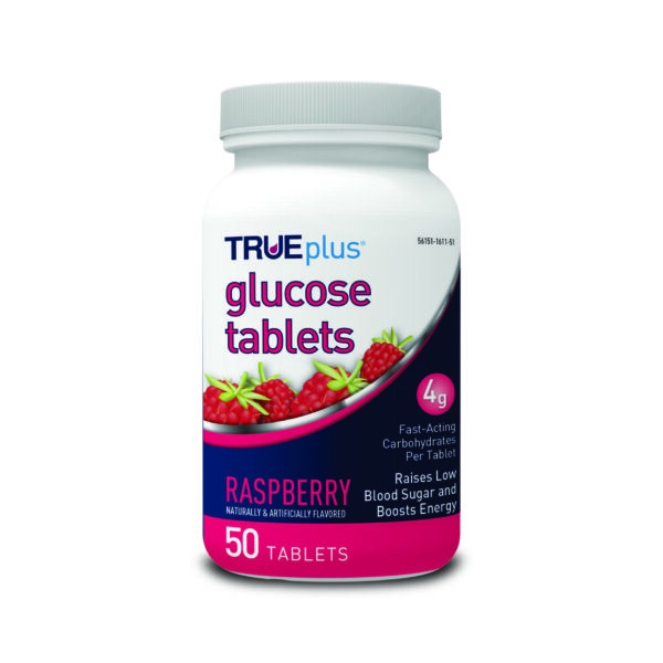 TRUEplus Glucose Tablets 50 count, Raspberry