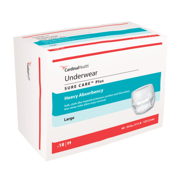 Cardinal Health Protective Underwear, Sure Care Plus, Heavy Absorbency, Large, 44" - 54"