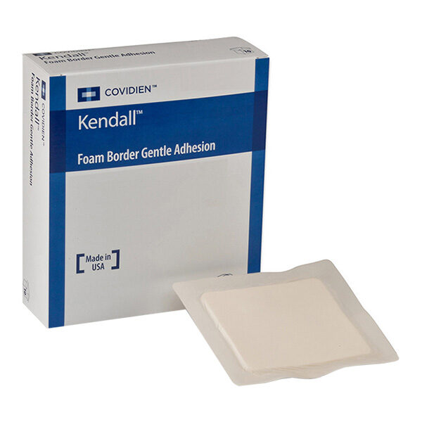 Cardinal Health Kendall Foam Border Gentle Silicone Adhesion Dressing, 7.5" x 7.5"