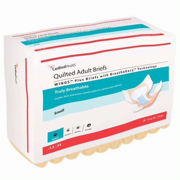 WINGS Plus Quilted Brief with BreatheEasy Technology, Small, 20" - 31"