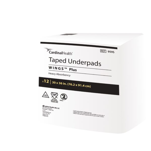 Cardinal Health, Taped Underpads, Wings Plus, , 30" x 36"