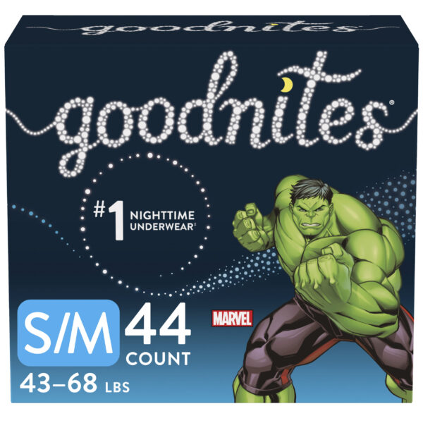 Goodnites Youth Pants for Boys Small/Medium, Giga Pack.