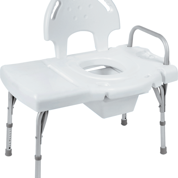 I-Class Heavy-Duty Transfer Bench with Rail, Commode Opening and Pail