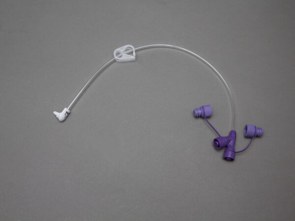 Universal Low Profile Feeding Tube Extension set 12" Dual ENFit Port Right Angle