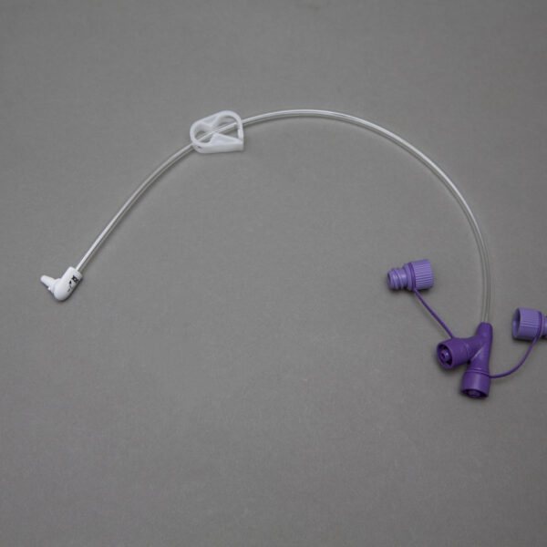 Universal Low Profile Feeding Tube Extension set 12" Dual ENFit Port Right Angle
