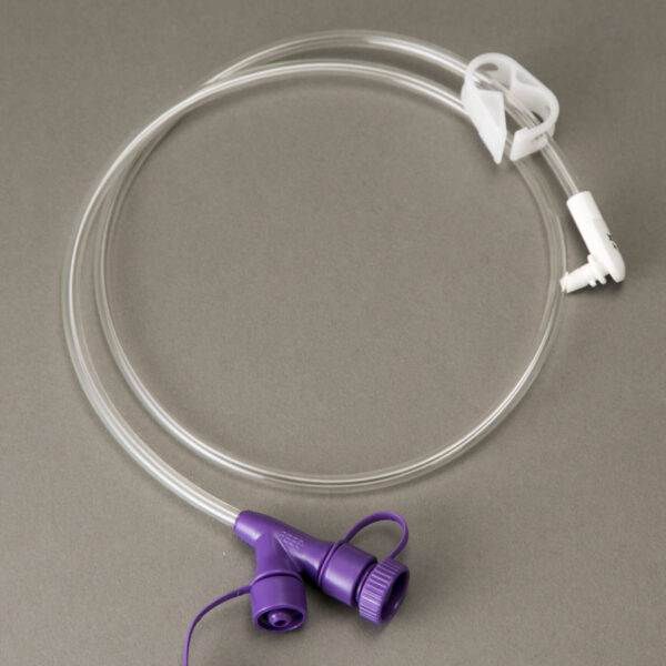 Universal Low Profile Feeding Tube Extension set 24" Dual ENFit Port Right Angle