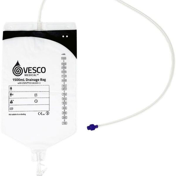 1500mL PVC ENFit Drainage Bag, with 60" (150cm) Tubing & Hanger