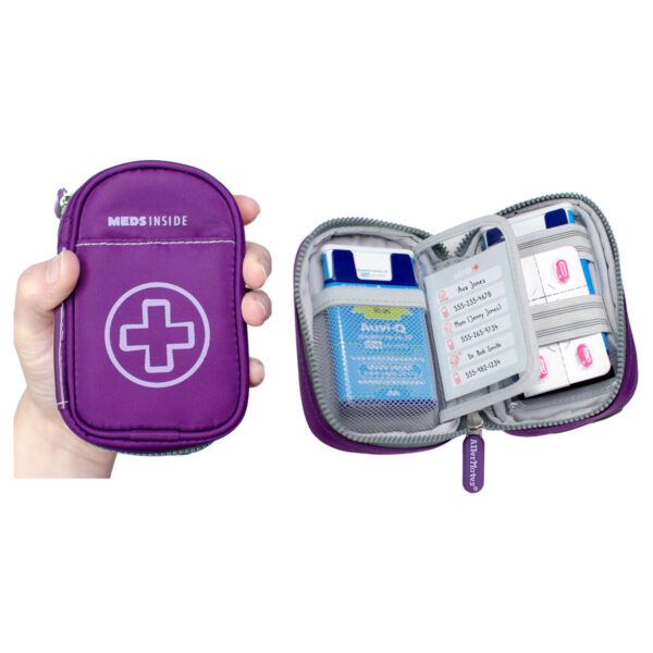 Allermates KATE Small Purple Medicine Case Carrier for Auvi-Q or Asthma Inhaler
