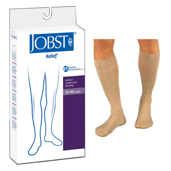 Relief Knee-High, 30-40, Small, Petite, Closed, Beige