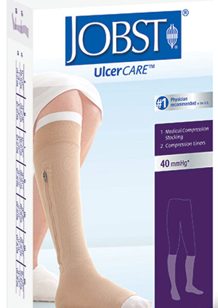 Ulcercare Knee 30-40 W/Zipper+2 Liners,Right,Open Toe,Medium,Beige