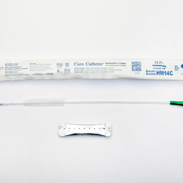 Hydrophilic Cure Catheter, 16" Male, Coude Tip, 14 FR