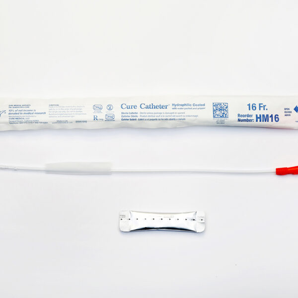 Hydrophilic Cure Catheter, 16" Male, Straight Tip, 16 FR