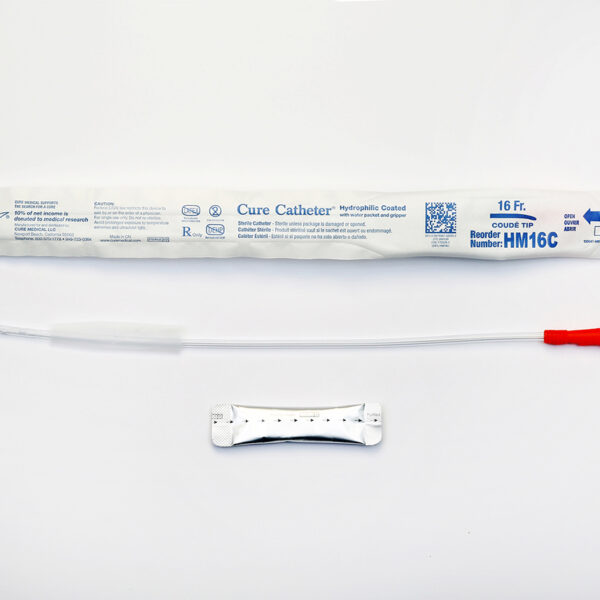 Hydrophilic Cure Catheter, 16" Male, Coude Tip, 16 FR
