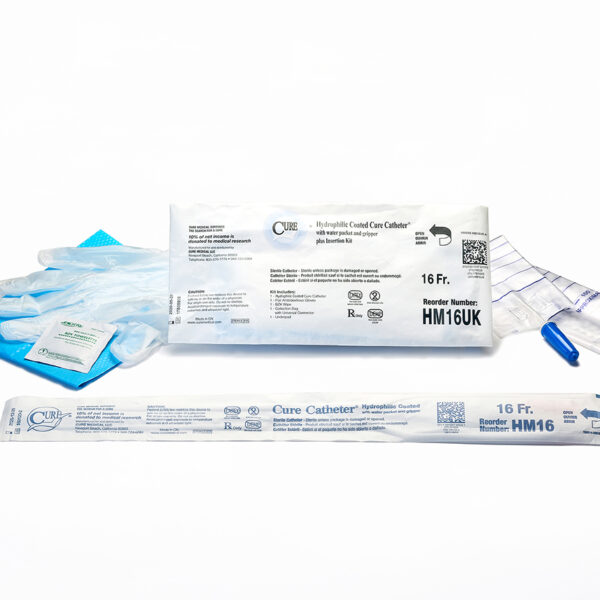 Hydrophilic Cure Catheter Kit, 16" Male, Straight Tip, 16 FR