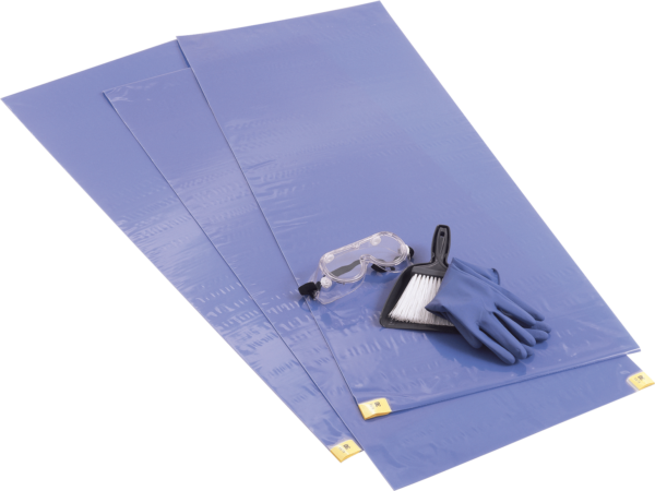 ChemoPlus Adhesive Contamination Control Floor Mat 18" x 46", Blue