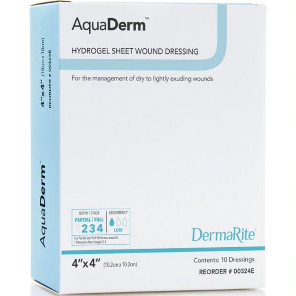 AquaDerm Hydrogel Sheet Wound Dressing, 4" x 4"