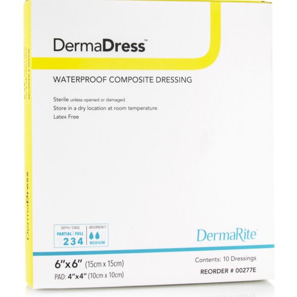 DermaDress Waterproof Composite Dressing 6" x 6"