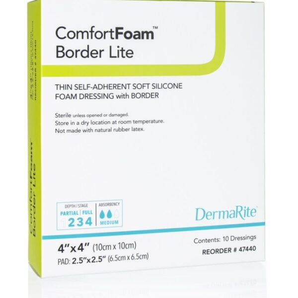 ComfortFoam Silicone Foam Border Lite Dressing, 4" x 4"