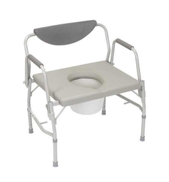 Deluxe Bariatric Drop-Arm Commode, Assembled, Grey