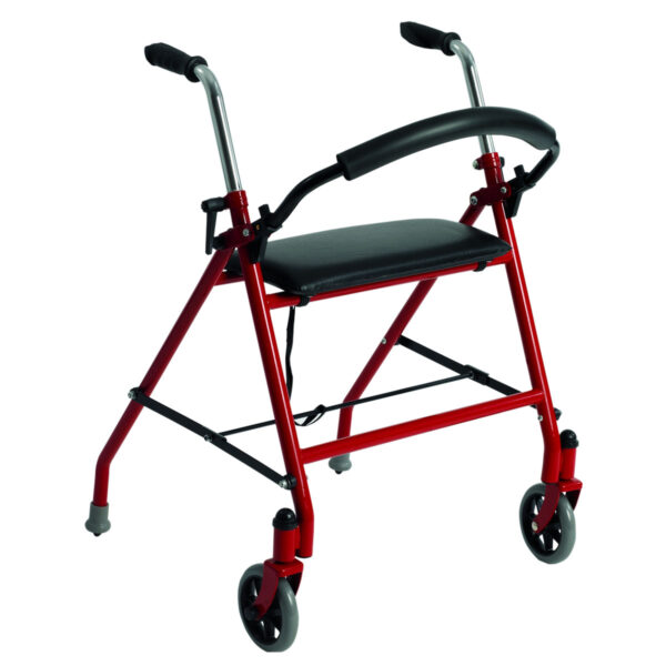 2 Wheel Walker With Seat, Red, 300 lb Capacity