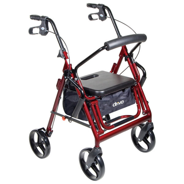 Duet Rollator/Transport Chair Burgundy, 26" x 25-1/2" x 37" , 8" Casters