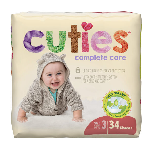 Cuties Complete Care Baby Diapers, Size 3
