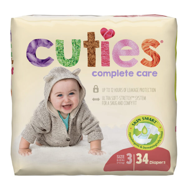 Cuties Complete Care Baby Diapers, Size 3