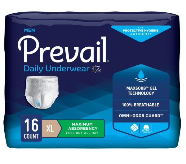 Prevail Underwear for Men, X-Large, 48" - 64", Maximum Absorbency