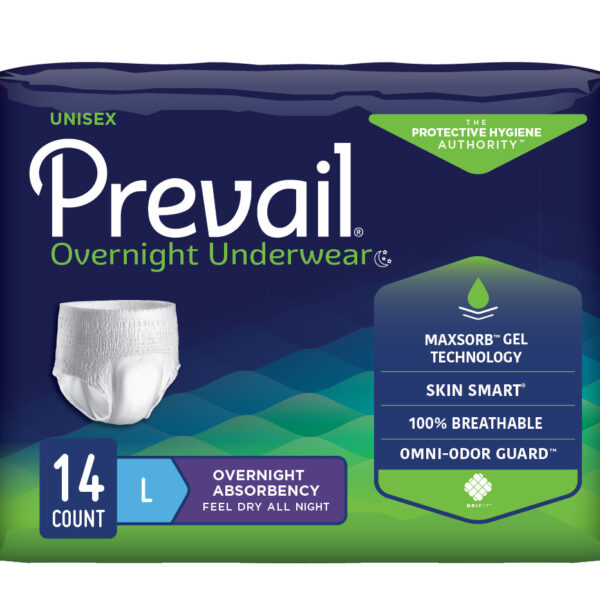 Prevail Unisex Overnight Underwear, Large, 44" x 58" - REPLACES FQPMX513 & FQPWX513