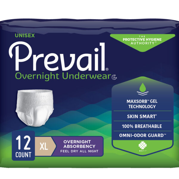 Prevail Unisex Overnight Underwear, X-Large, 58" x 68" - REPLACES FQPMX514 & FQPWX514.