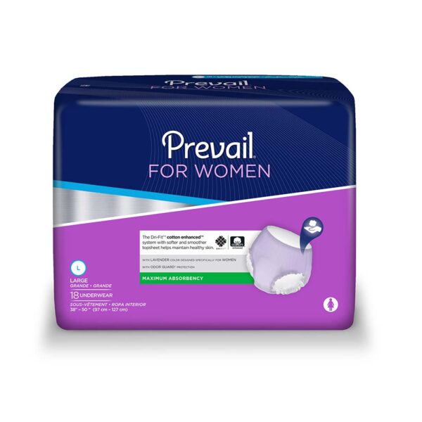 Prevail Underwear for Women, Large, 38" - 50" Waist