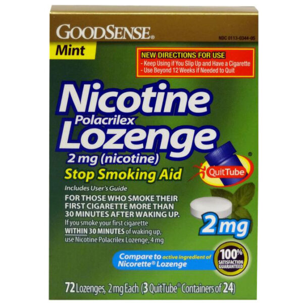 Nicotine Polacrilex Lozenge, 2 mg, Mint (72 Count)
