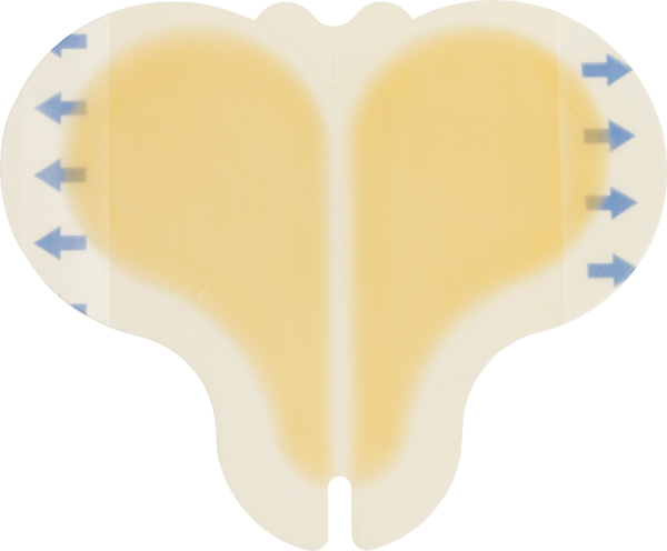 Cardinal Health Essentials Sterile Latex-Free Hydrocolloid Sacral Dressing with Film Back and Beveled Edge 6" x 7"