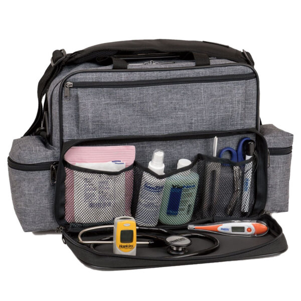 Hopkins Antimicrobial Home Health Shoulder Bag With Large Compartments, Gray